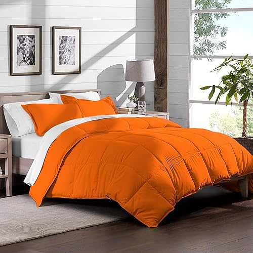 Miniatura 2 de Daksh Linen California King Bed in a Bag - Juego de edredón naranja de 7 piezas de 1000 hilos con sábanas (edredón + sábana bajera de 15 pulgadas +