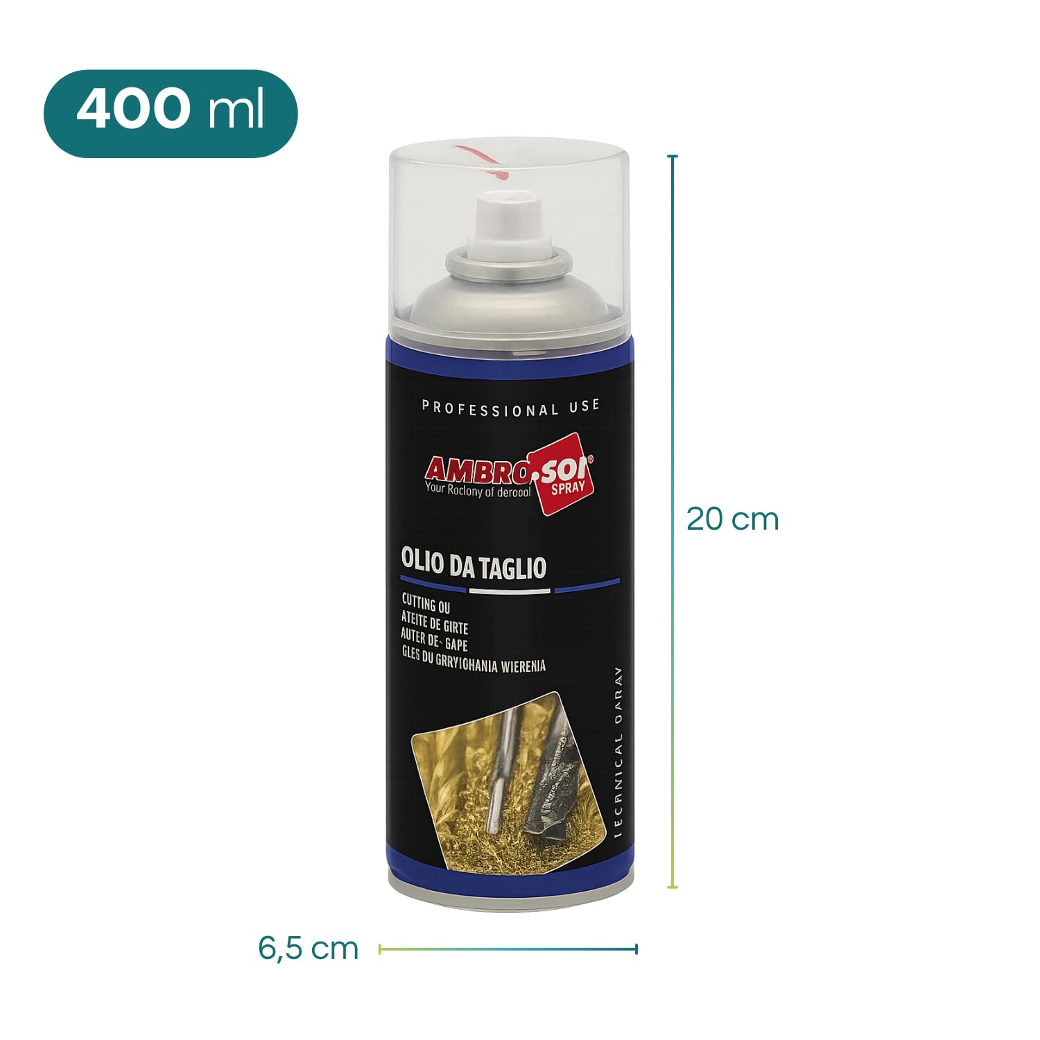 Bomboletta Olio da Taglio per Officina Spray 400ml olio lubrificante professionale, spray per il taglio di metalli dolci e duri, protegge lame e tornio, Made in Italy (6)