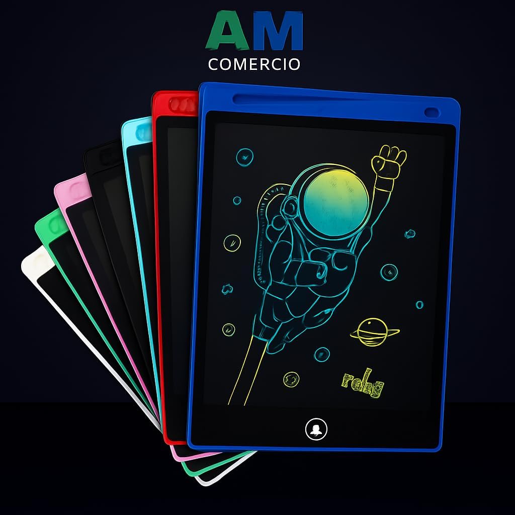 Tablet Infantil de Escrita e Desenho 12″ – Lousa Digital LCD Multicolorida com Botão de Apagar, Portátil – Presente Infantil