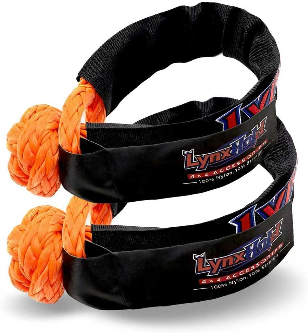 Synthetic Soft Shackle (2-Pack) - 1/2 Inch x 22 Inch (50000lb Break Strength) Rope Recovery Shackle with Extra Sleeves for Off-Road, Sailing, Jeep, Truck, ATV, UTV, SUV, 3 Years Warranty