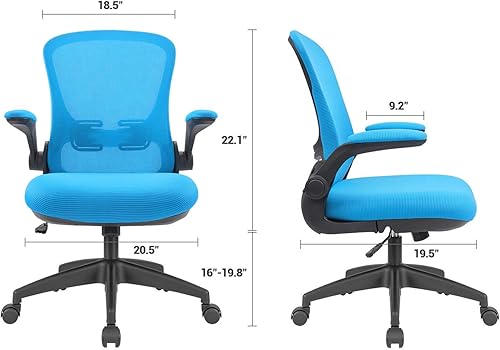 Miniatura 3 de Devoko - Silla de escritorio ergonómica de malla con brazos abatibles y altura ajustable (gris)