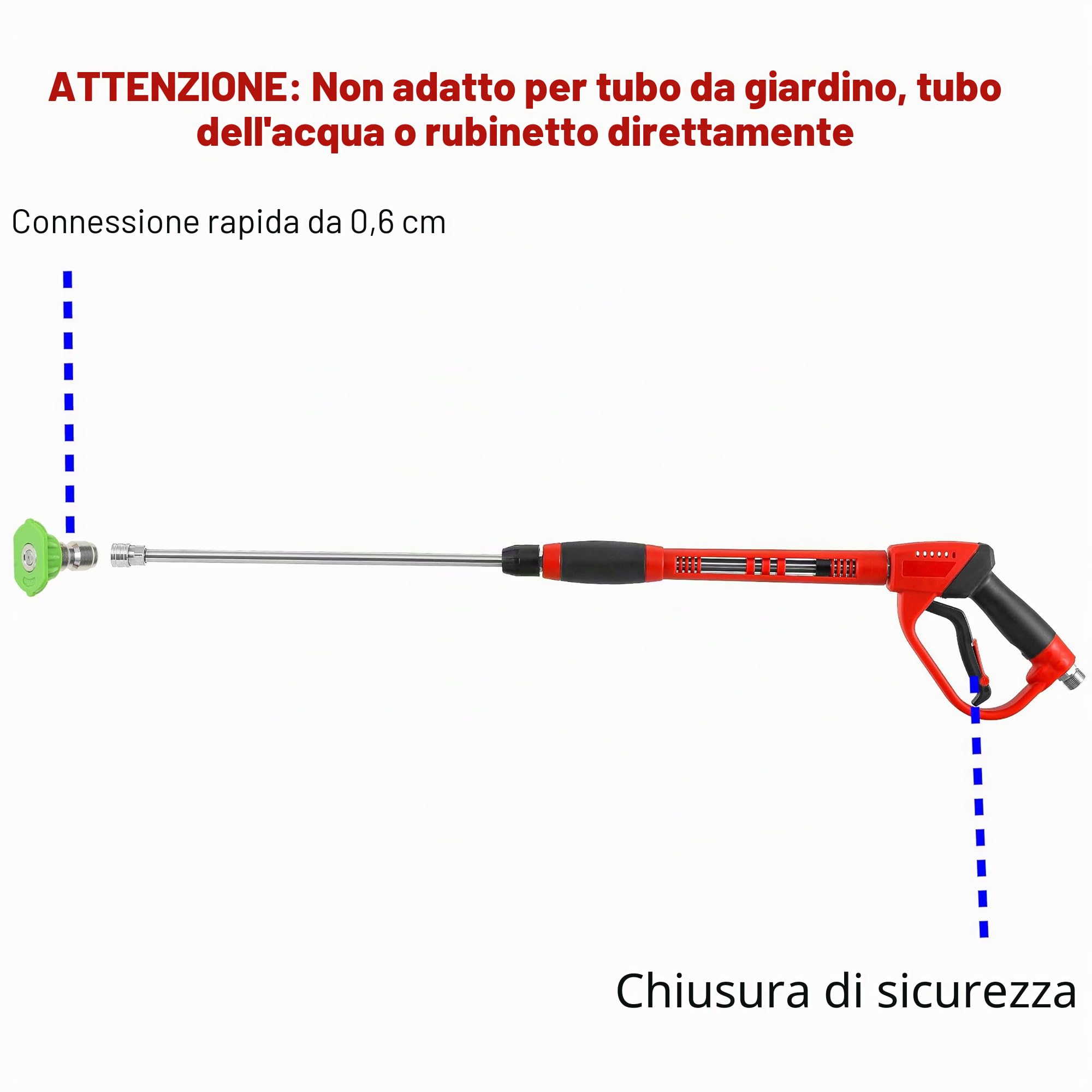Tool Daily Pistola per idropulitrice di lusso con prolunga per baguette di ricambio, 5 punte per ugello, attacco M22, 101,6 cm, 5000 PSI