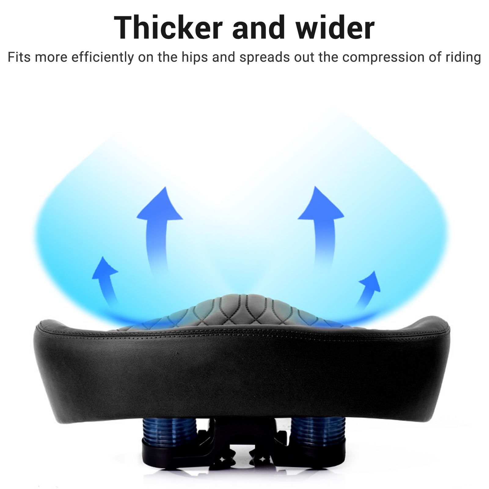 Fockety Selle de vélo, Coussin de Selle Large sans Nez, surdimensionné, avec Mousse à mémoire de Forme absorbante, Cuir PU Doux au Toucher, Selle de vélo Confortable pour VTT