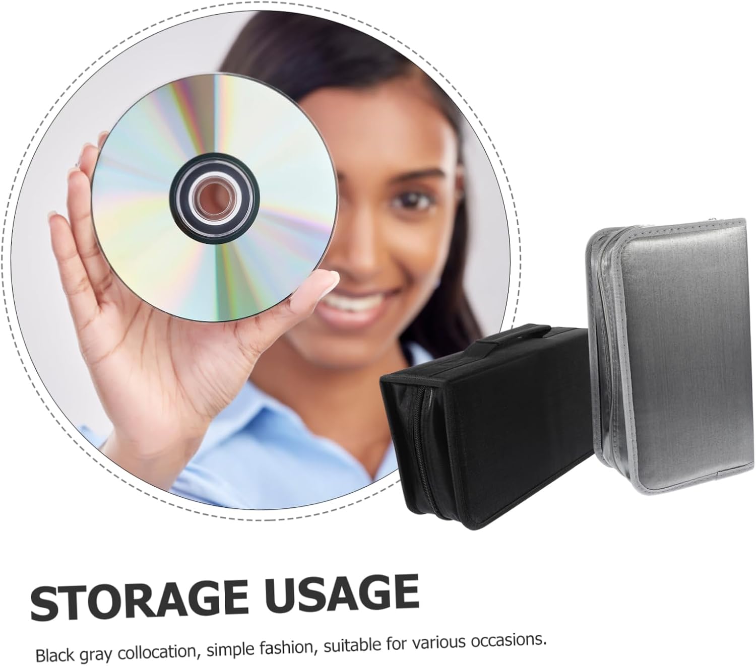 2pcs Large Capacity Cd Dvd Storage Case Holder Thick Mercerized Cloth Organizer with Smooth Zipper for Music Games and Video Discs Home Travel and Office