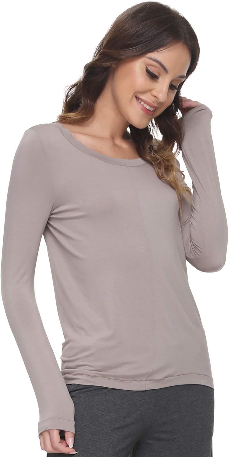GYS Womens Long Sleeve Tops Soft Bamboo Viscose Pajama Tops - Image 3