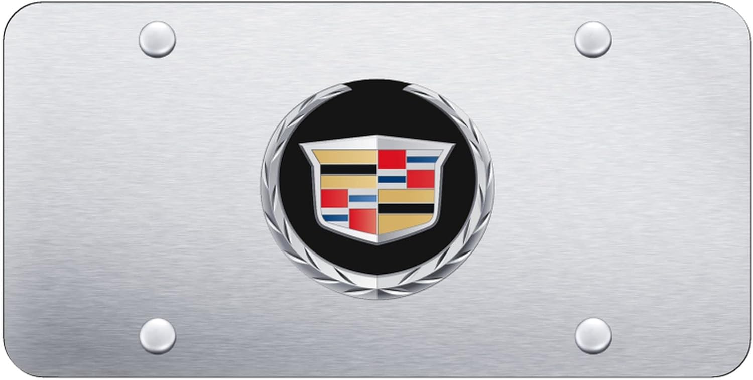 Au-TOMOTIVE GOLD Logo License Plate for Cadillac (Black on Brushed)