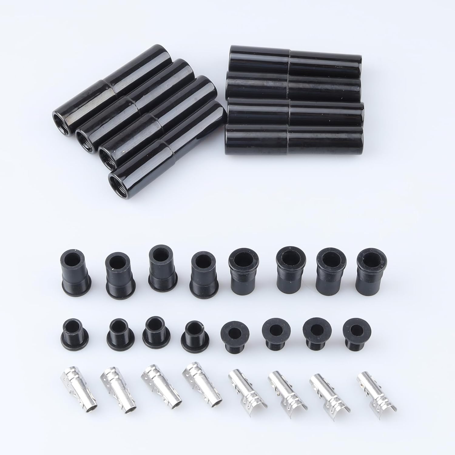 AC PERFORMANCE Straight Black Ceramic Spark Plug Boot Kits Fit 8 mm Wires, Pack of 8
