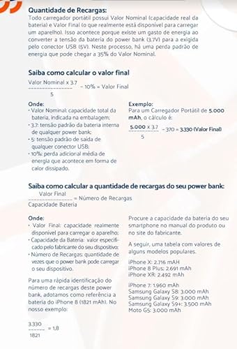 Geonav Power Bank, Carregador Portátil Universal 5.000mAh, 2 portas USB 2.1A, Led Indicador de bater