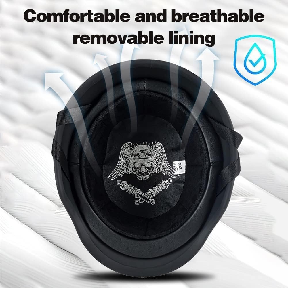 Cascos Abiertos Retro Vintage Medio Casco Moto Alemana, Gorra Mujer Hombres Adultos con Hebilla de Liberación Rápida Ajustable, Scooter Crucero Bicicleta, Aprobados ECE K,XL61-62CM