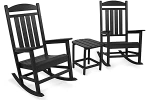 Hampton Bay Presidential Rocking Chair 3-Piece Set with Black Polywood Construction