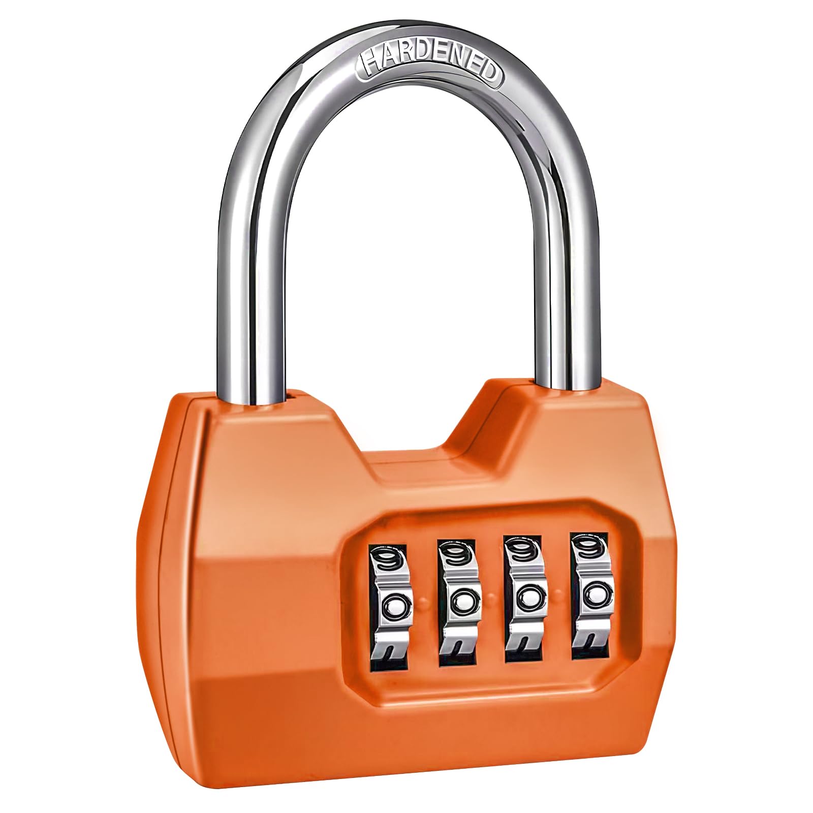 1 Pack disecu 4 Digit Combination Lock, Outdoor Waterproof Padlock for School Gym Locker, Fence, Gate, Shed, Storage Unit, Case, Toolbox (Orange)