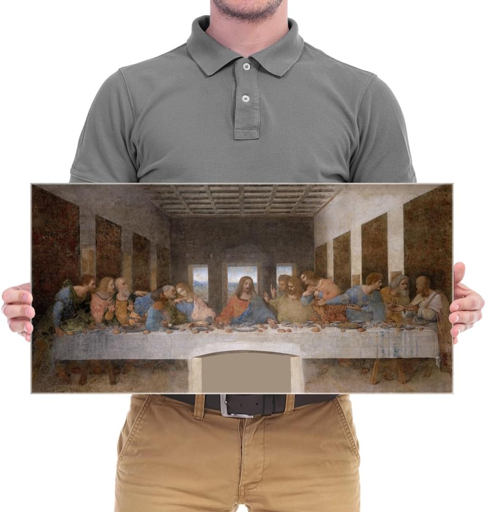 Pyradecor The Last Supper by Leonardo Da Vinci Canvas Prints Christian Wall Decor Long Classic Jesus Posters Pictures for Living Room Bedroom Office Kitchen Decorations
