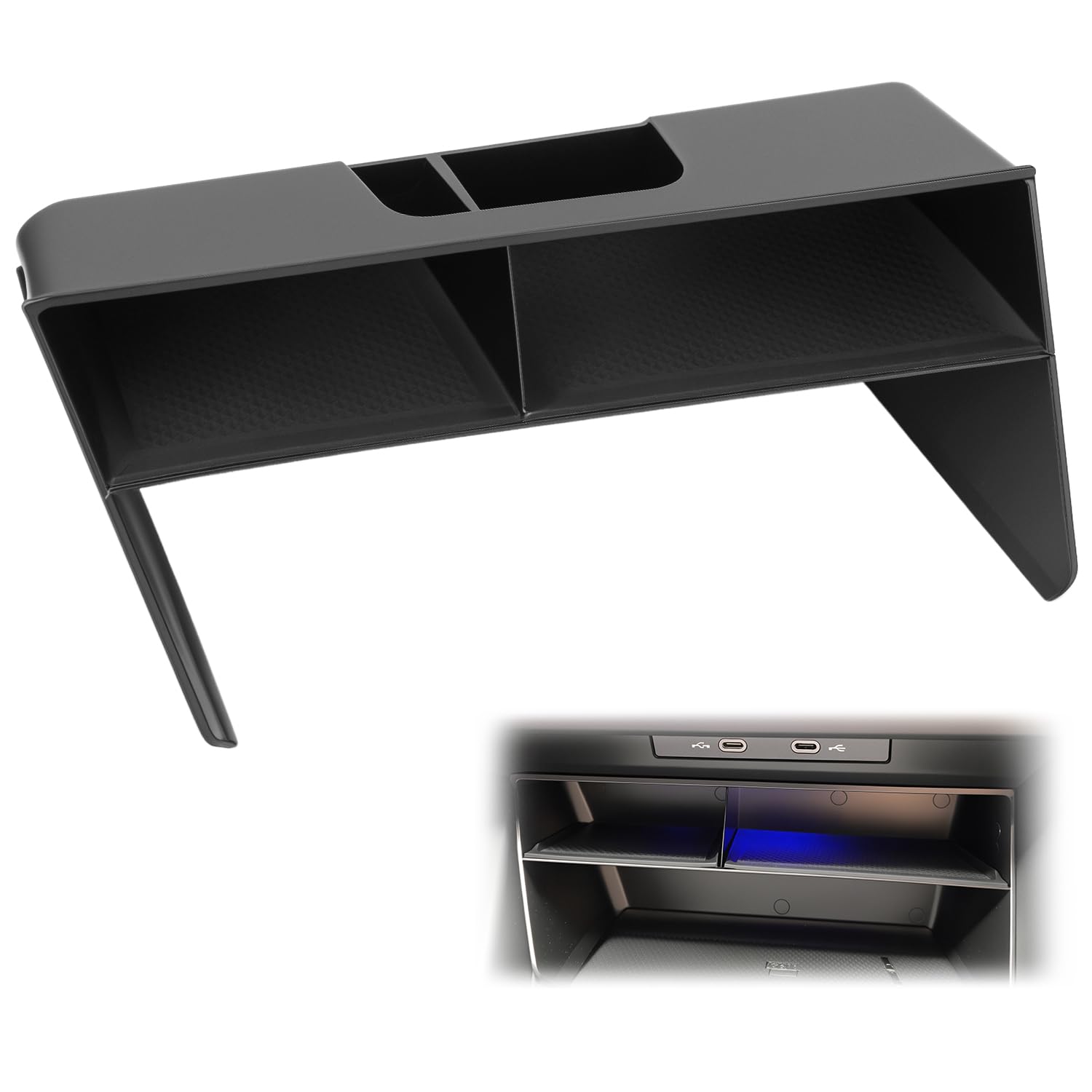 QWORK® organizer do konsoli środkowej, do konsoli środkowej, pasuje do VW Golf 8, tworzywo ABS z gumowymi matami