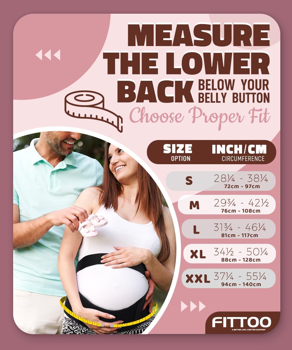 FITTOO Maternity Belt Back Support Belly Band Pregnancy Belt Support Brace Abdominal Binder Waist Support Pink L - Image 4