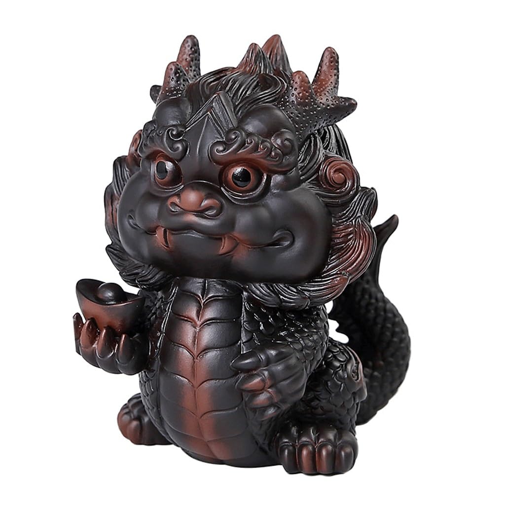 ENGENDER Kung Fu Tea Pet Purple Clay Pottery Tea Pet Chinese Dragon Living Room Desktop Decoration Style Table Home