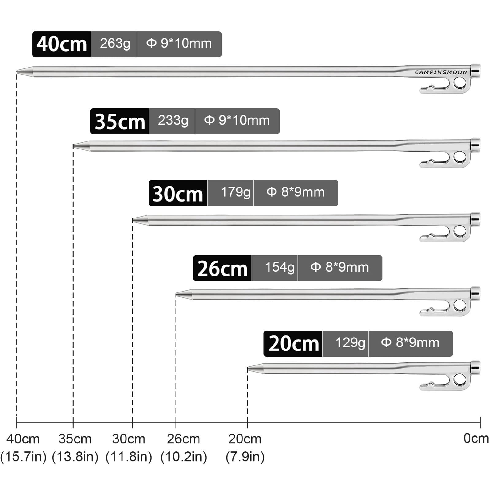 Ciężkie metalowe haki namiotów, Stalowe kołki do namiotu z haczykiem i otworem do namiotu kempingowego dla 3-4 osób 20-40 cm(30cm)