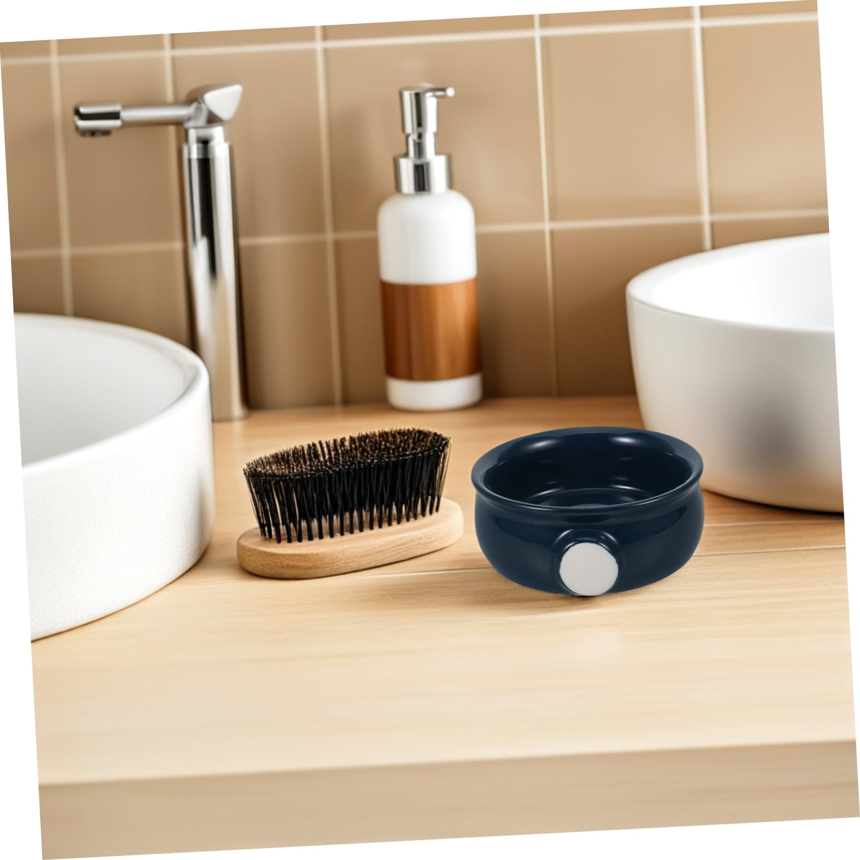 Ciotola Ceramica per Crema da Barba Testurizzazione a Spirale per Schiuma Rapida Uso Maschile da Casa o Viaggio