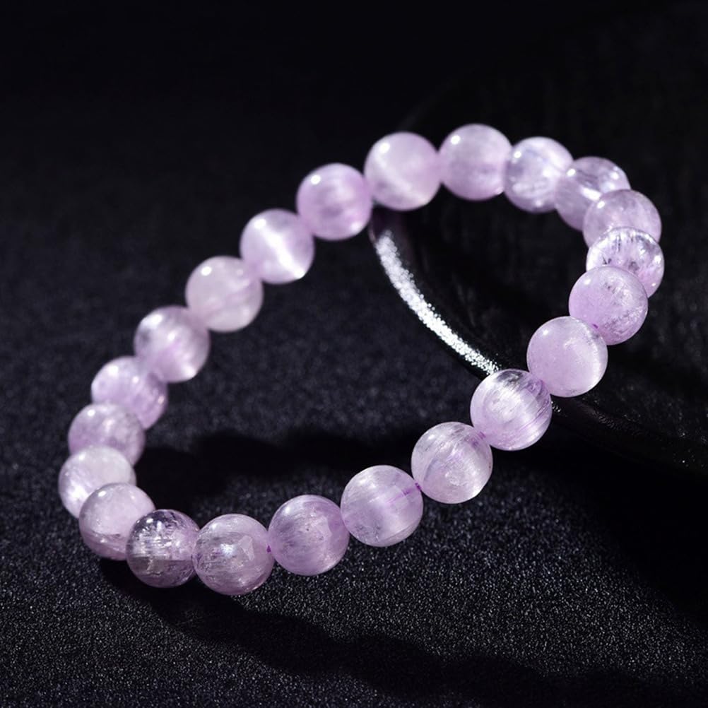 Braccialetto di Perline in kunzite Naturale | Braccialetti Elastici con Perline in Pietra Naturale per Donne e Uomini | Ideale per Tutte Le Feste | Aumenta l'energia positiva,8mm