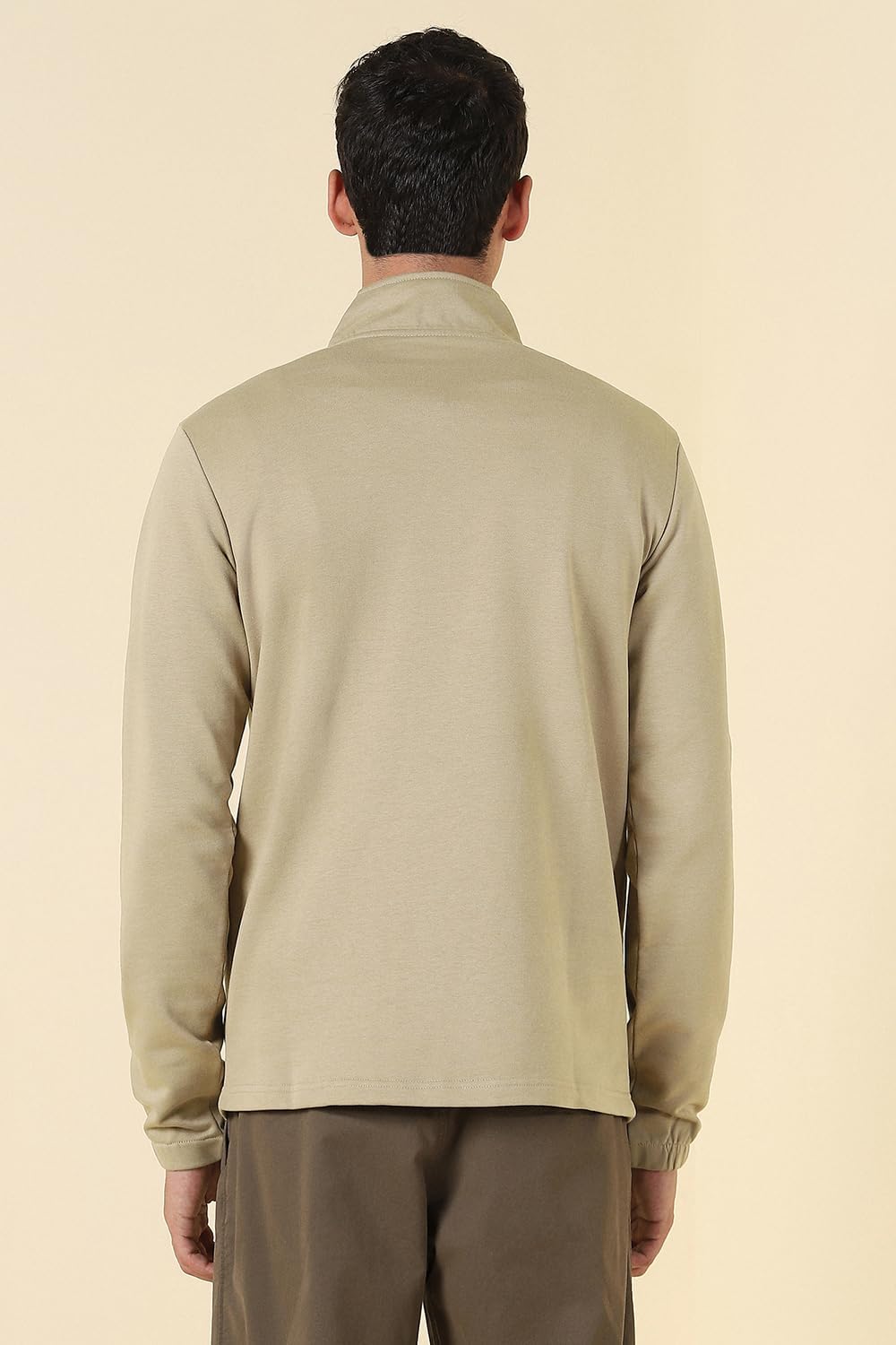 Allen Solly Mens Solid Color Turtleneck Half Zip Sweatshirt | 80% Cotton Casual Hooded Sweatshirt