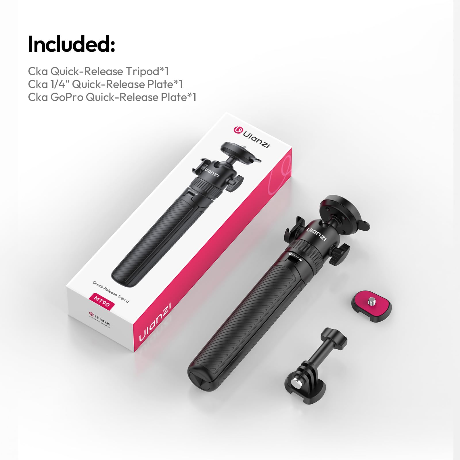ULANZI MT90 Mini Trépied de caméra à dégagement Rapide pour DJI Pocket 3 4/Osmo Action 5 4 3, Perche à Selfie Compatible avec GoPro/Insta360 X5 Ace/Ace Pro/X4, trépied de Voyage pour caméra d'action