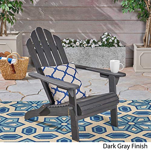 Christopher Knight Home Cara Outdoor Foldable Acacia Wood Adirondack Chair, Blue Finish - Image 4
