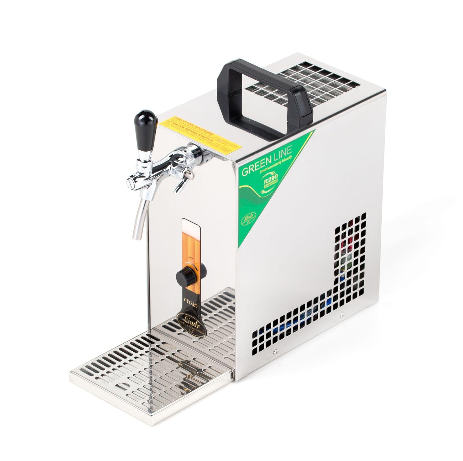 Tireuse à Bière, PYGMY 25/K, avec Compresseur Intégré, Refroidisseur à Sec Monobloc en Acier Inoxydable, Pompe à Bière, 30 litres/h, Green Line