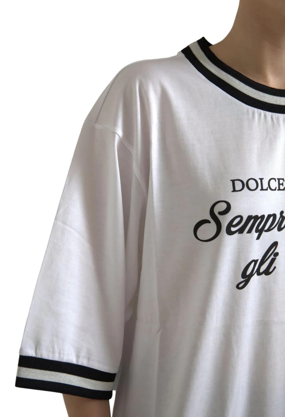 Dolce & Gabbana Biała bawełniana bluzka z okrągłym dekoltem DG Fashion, biały, 66