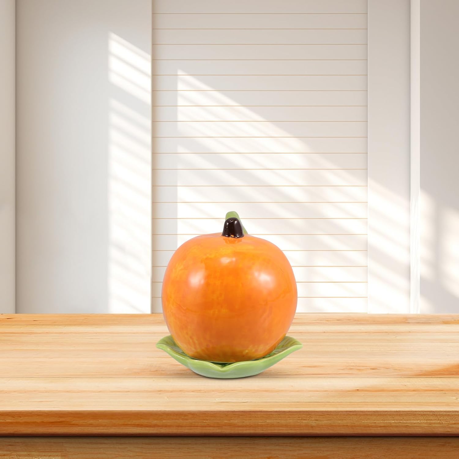 Ceramic Orange Fruit Shaped Toothpick Holder and Cotton Swab Storage Jar with Protective Glaze, Versatile Decorative Dispenser for Home and Restaurant Use