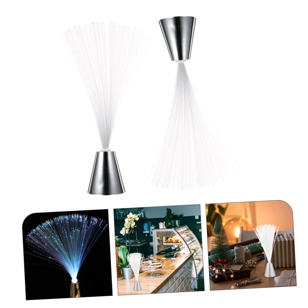 POPETPOP 2pcs Color Changing Fiber Optic Novelty Light Battery Powered Atmosphere Lamp for Home Decor for Parties Christmas and Relaxing Nights
