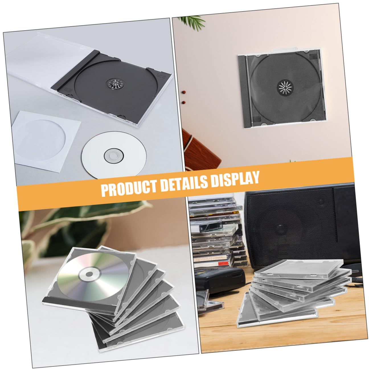 CD Protezione Plastica Dvd Custodie 10 in Trasparente per Pezzi Vassoio Nero Versatile Contenitori Salvaspazio Dischi per Uffici e Scuole