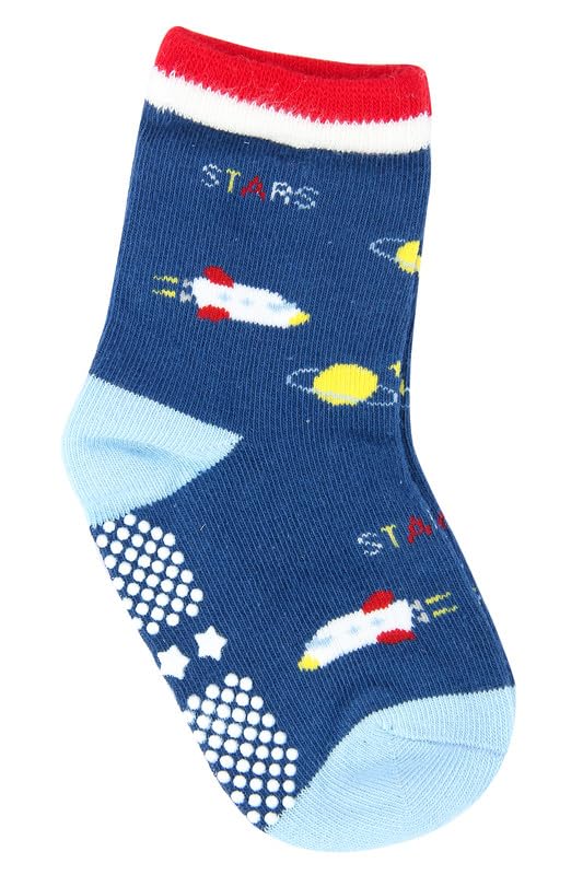 Image of NEOBABY Cotton Printed Anti Slip Grip Dotted Socks for Kids & Babies Boys & Girls (Assorted /Random Designs)-(Pack Of 6)