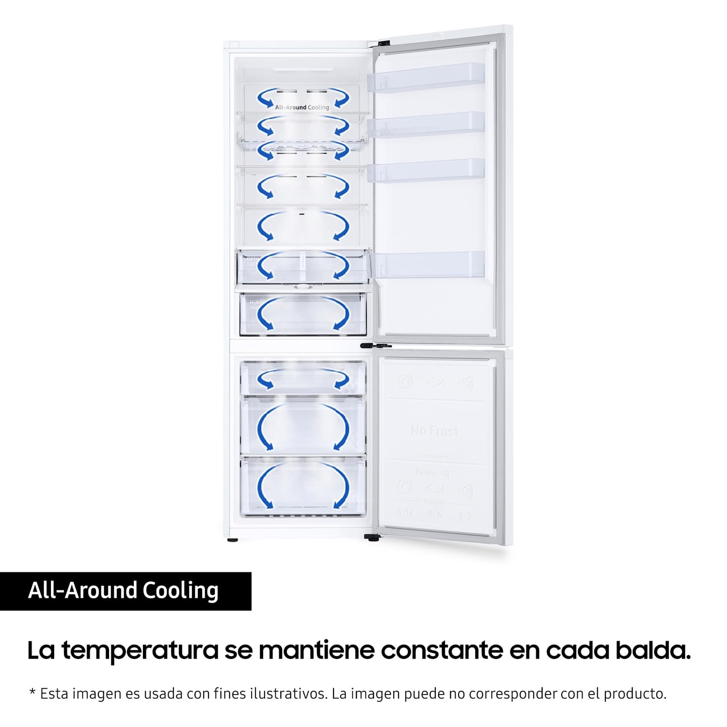 Samsung RB38C600EWW/EF - Frigorífico Combi 200cm - 390L, Clase E, Color Blanco - SmartThings AI Energy Mode, Tecnología SpaceMax™