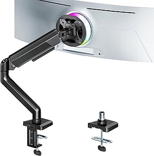 ARES WING Suporte de monitor de 17" - 40" para ecrãs planos e curvas, braço do monitor de altura ajustável, carga máxima de 12 kg, compatível com VESA 75 x 75/100 x 100, montagem de secretária