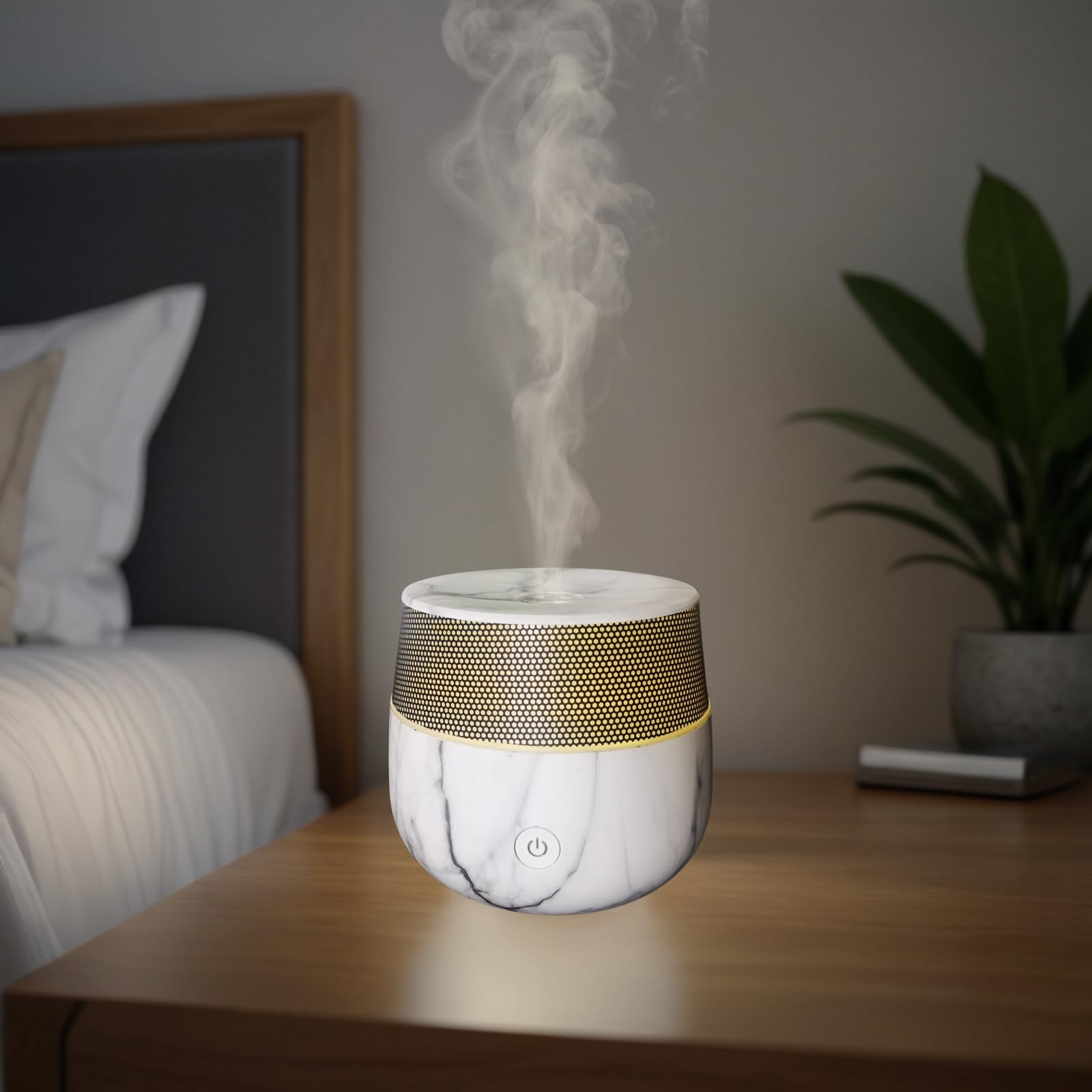 Zen'Arôme - Diffusor Kailo - Luftbefeuchter für ätherische Öle - Ultraschall-Aromatherapie-Vernebler - Elektrische Duftlampe im Marmor-Design mit verstellbarer LED-Beleuchtung und Diffusion - Auto-Off