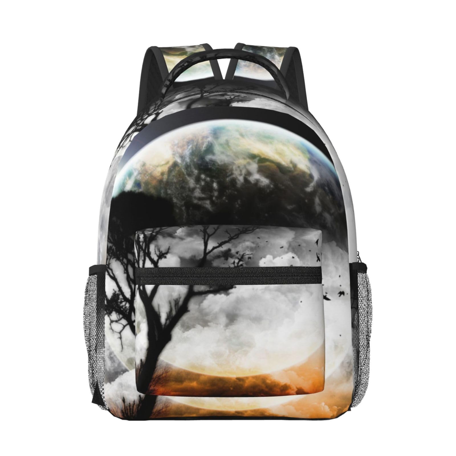 Sac à dos imprimé Planet View pour étudiant noir imperméable - 8