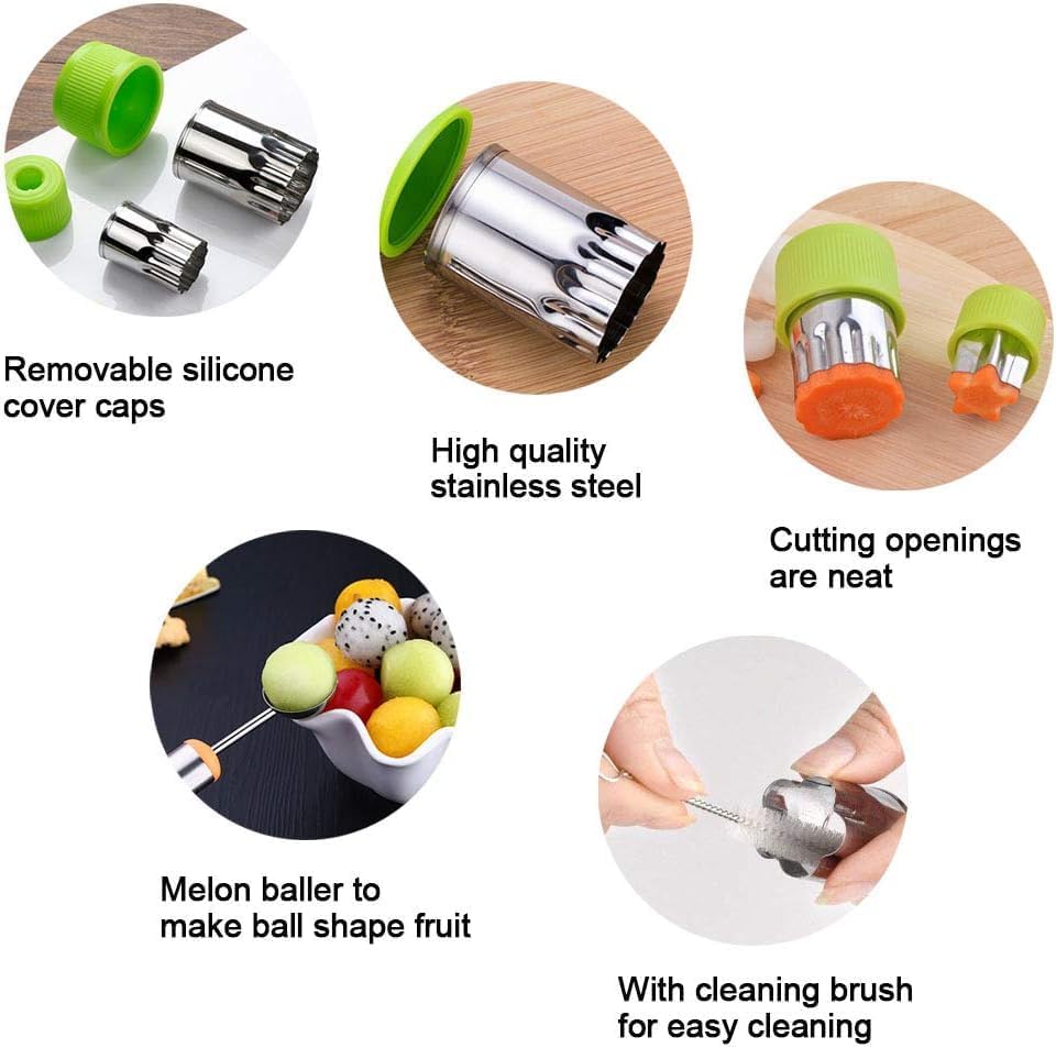 Cookie Cutter Sets for Kids, LetGoShop 12 Shapes Biscuit Cutters Baking Mold with Safty Handle and 10 Cartoon Food Fork, Stainless Steel Mini Vegetables and Fruits Cutters for Kids Lunch - Image 5