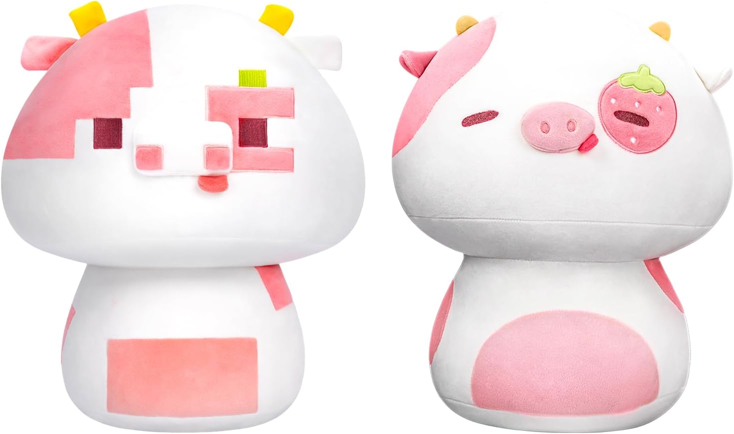 Mewaii 2 Pcs Mushroom Plush, 8 Inch Strawberry Cow Plush