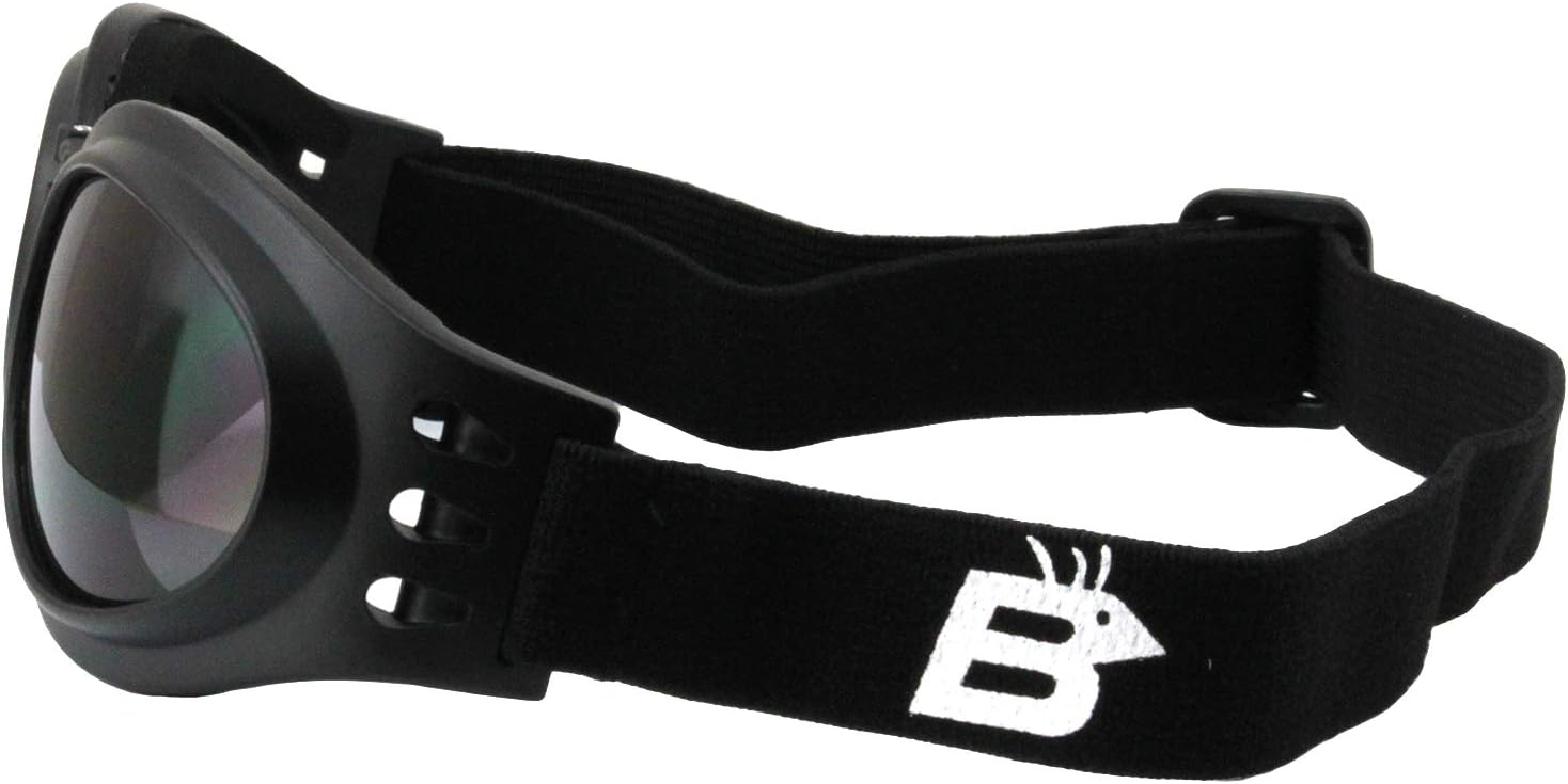 Birdz Eyewear Parrot Folding Padded Motorcycle Goggles Black Frame with Smoke Lens for Men & Women - Image 3