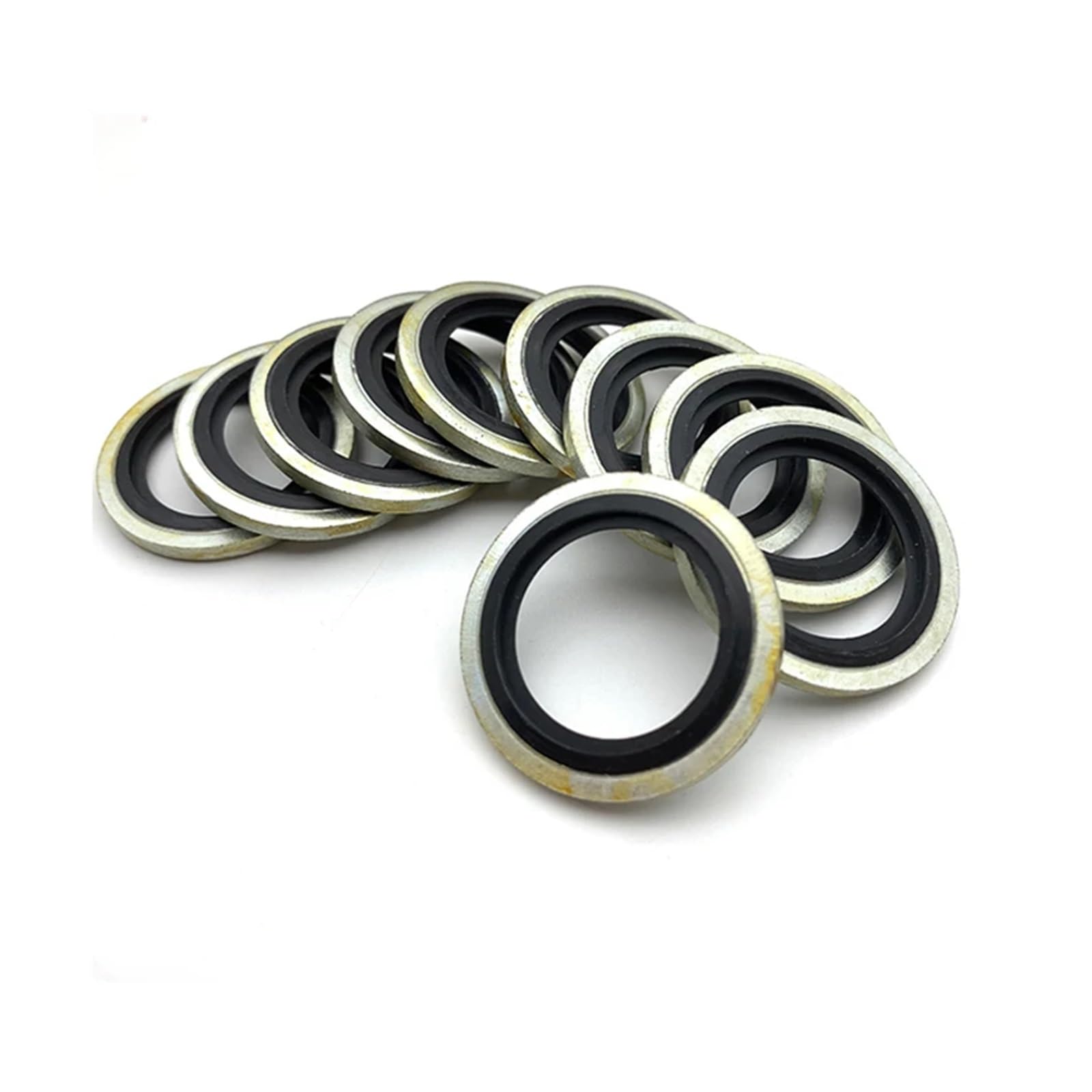 1/10 pièces NBR métal lié rondelle d'étanchéité haute pression hydraulique huile résistant caoutchouc joint torique tuyau d'huile bouchon de vidange joint joint kit 2 couleurs(304 NB