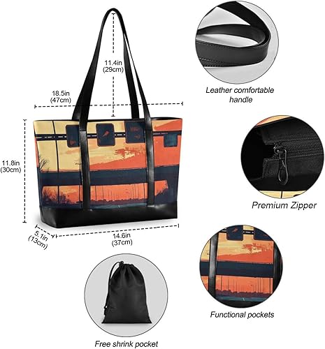 Miniatura 4 de Highway Street Setting Sun - Bolso para portátil de 14 pulgadas con cremallera, bolsas de trabajo para mujer, para viajes, gimnasio, vacaciones con