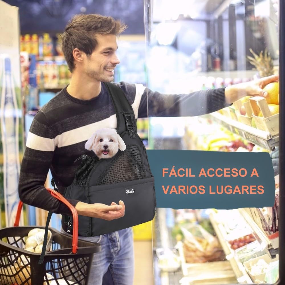 Nasjac Bolsos para Mascotas, Manos Libres Papoose Small Animal Puppy Travel Bag Tote Correa Acolchada Ajustable Malla Transpirable Soporte Inferior Duro Cinturón de Apertura con cordón Lavable