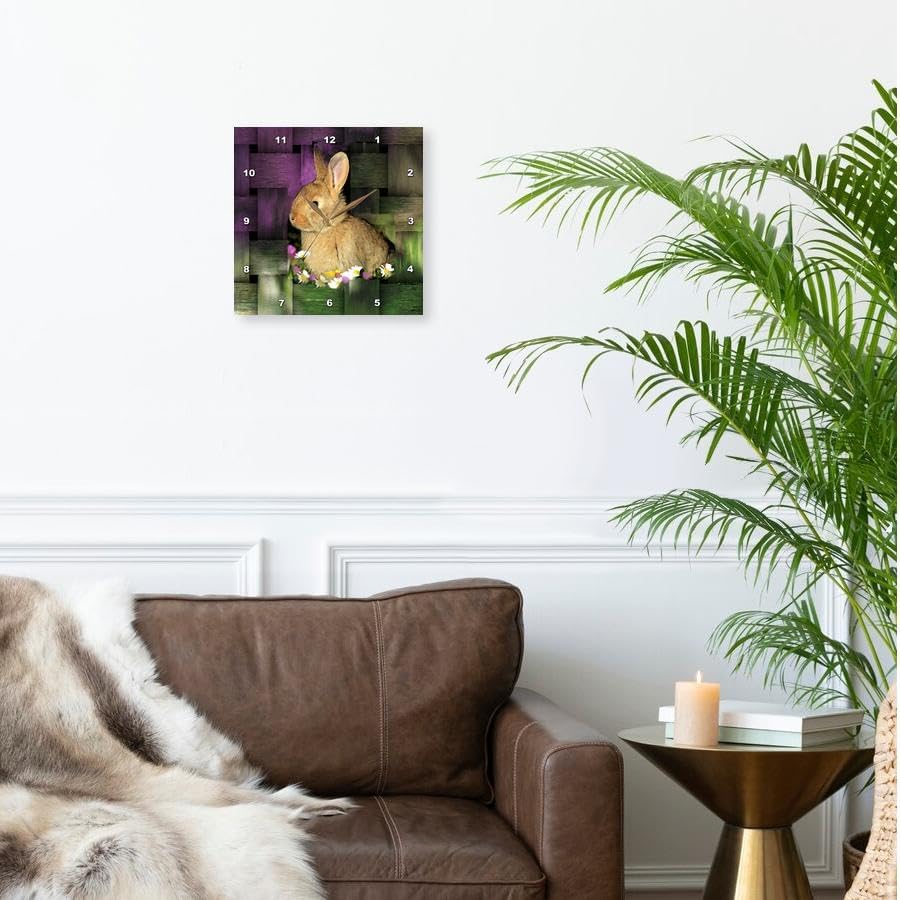 Miniatura 2 de 3dRose LLC Reloj de pared de conejo, 10 x 10 pulgadas