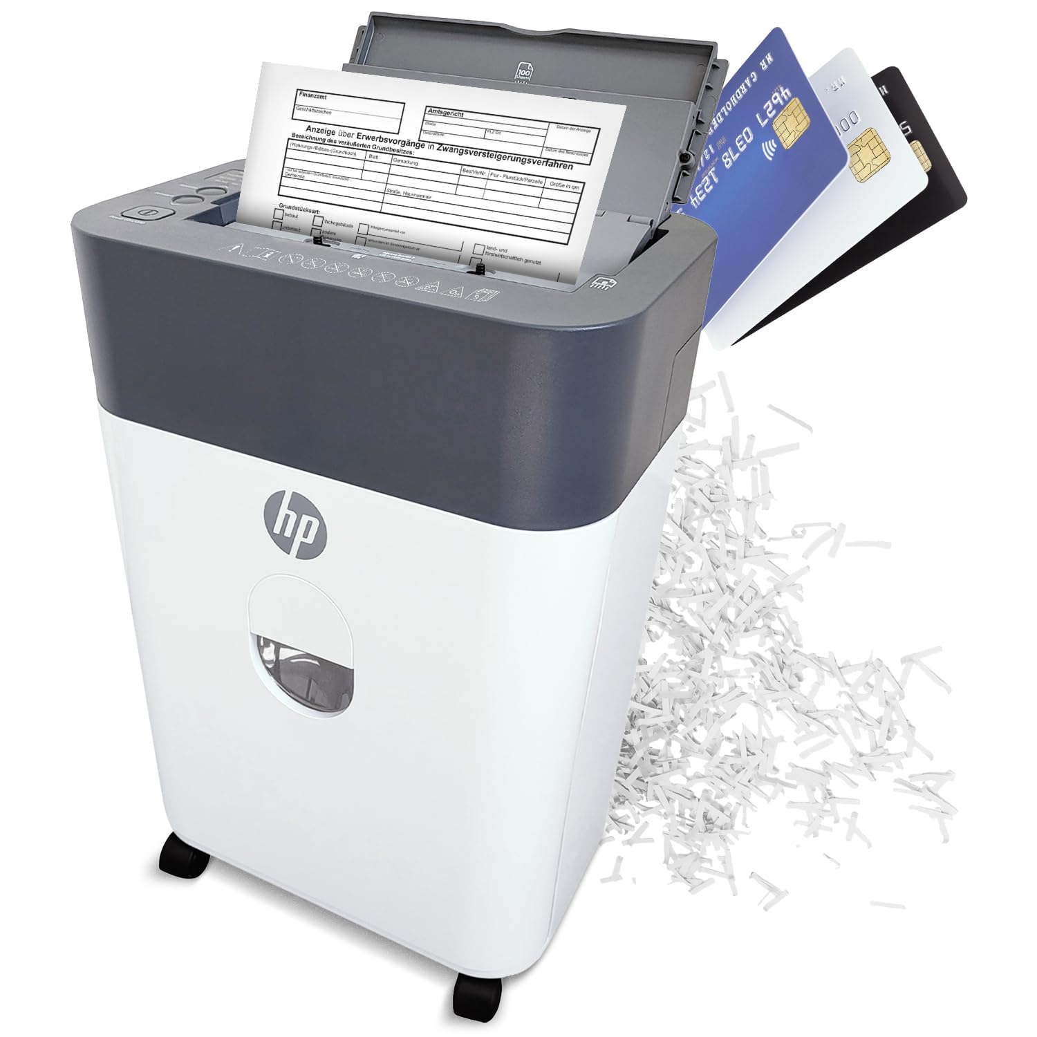 HP OneShred Auto 100CC Aktenvernichter P-4 | Papierschredder mit 100 Blatt Auto-Feed | Schredder Aktenvernichter Cross Cut | Shredder Papier 9 Blatt Manuell | Paper Shredder 17L | Aktenschredder