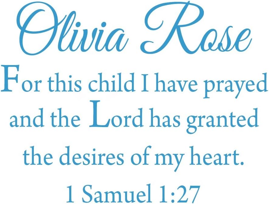 VWAQ for This Child I Have Prayed Custom Wall Decal - Insert Name - Personalized Name Decal Nursery Kids Room Decor CS4 (30" W X 24" H, HOT Pink)