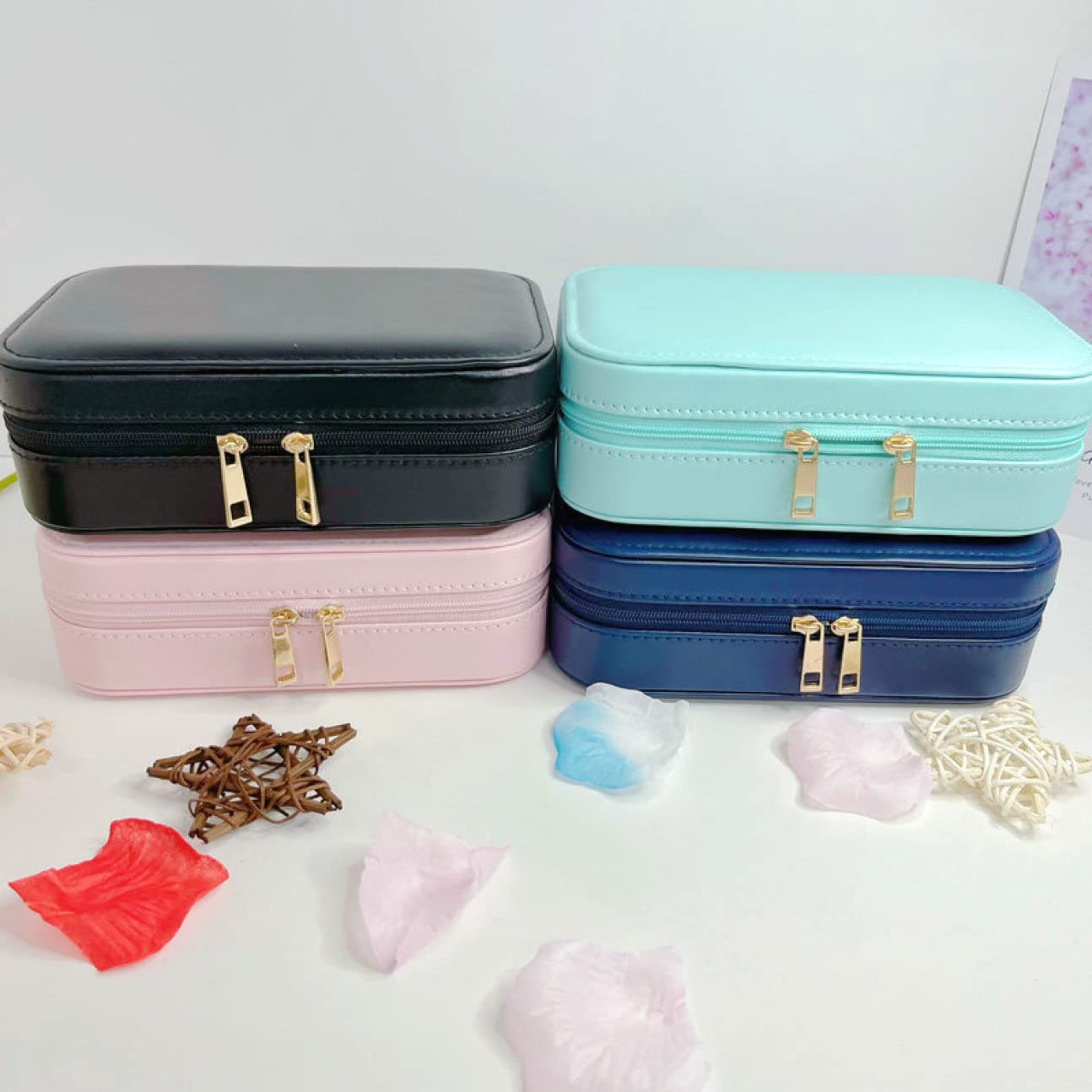 アクセサリーボックス PUレザー お洒落 旅行 コンパクト (四角 ピンク) アクセサリーボックス PUレザー お洒落 旅行 コンパクト (四角 ピンク