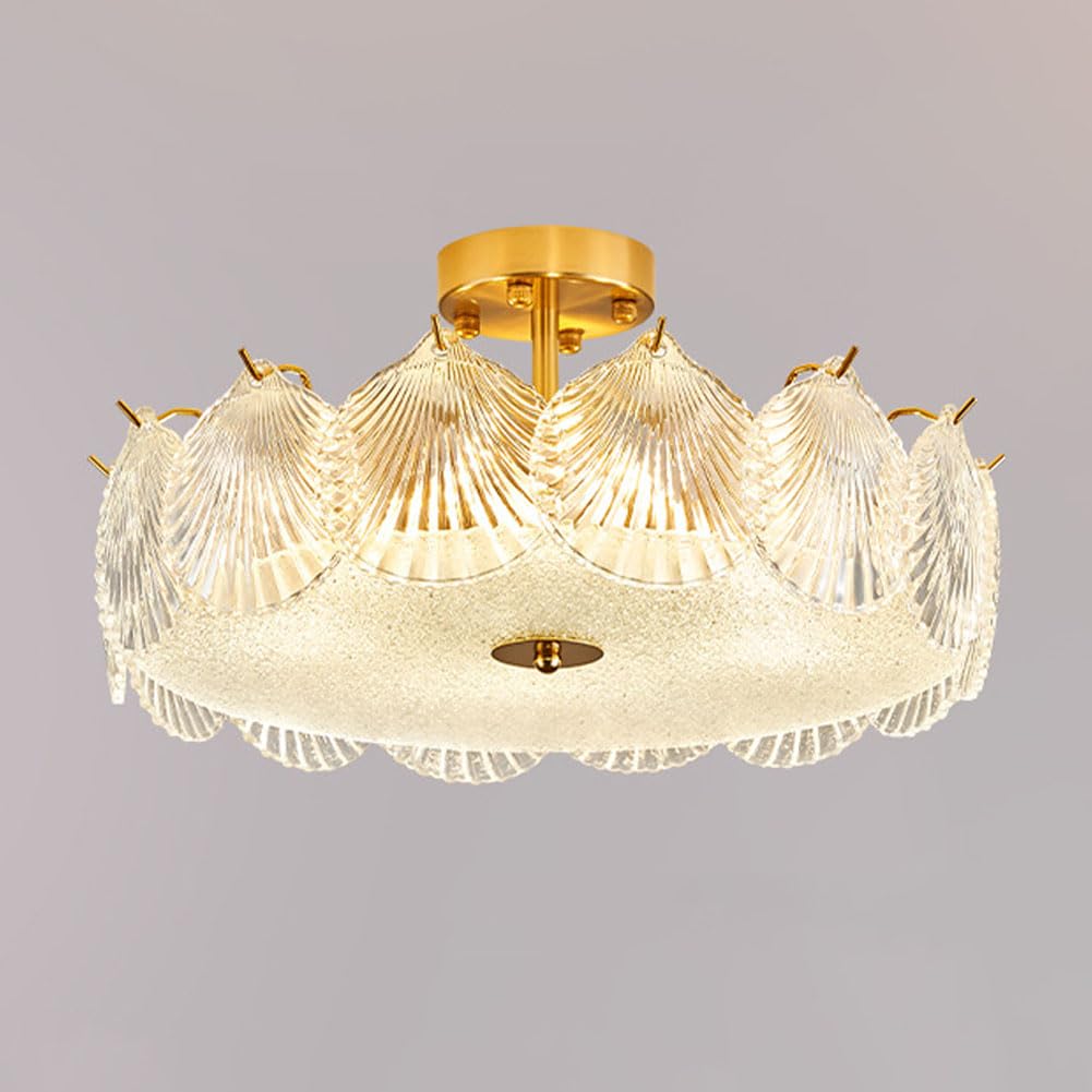 KXEcoLife E27 French crystal glass ceiling lamp, modern chandelier for princess room, living room bedroom study combination lamps and lanterns,D,60CM