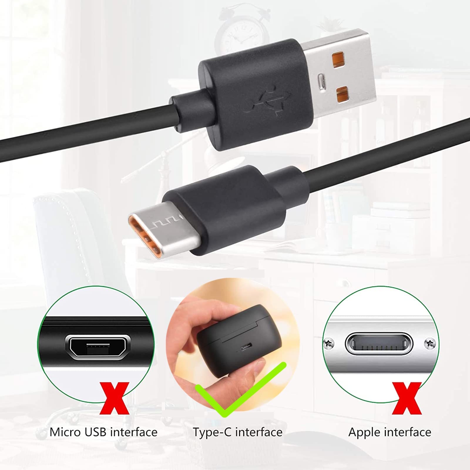 Toxaoii - Cavo USB-C 1 Metro Per Auricolari Anker Soundcore (Life P2/P3, Liberty 3 Pro Ecc.) - Ricarica Veloce