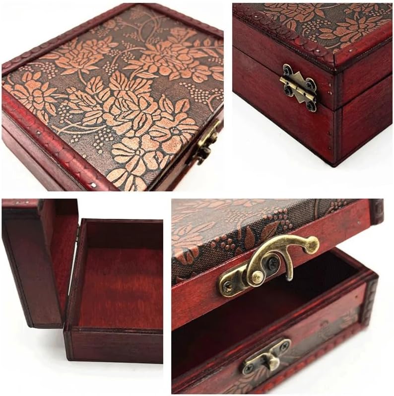 Storage Box Accessories Antique Vintage Wooden Treasure Chest Jewelry