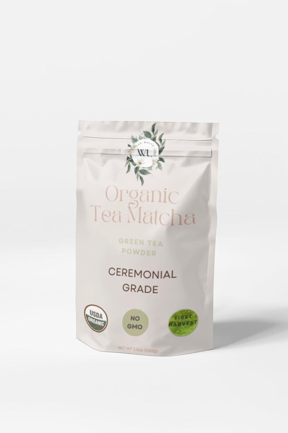 The White Lily Ceremonial Grade Matcha Green Tea Powder, USDA Organic, No GMO, 3.5oz (100g)