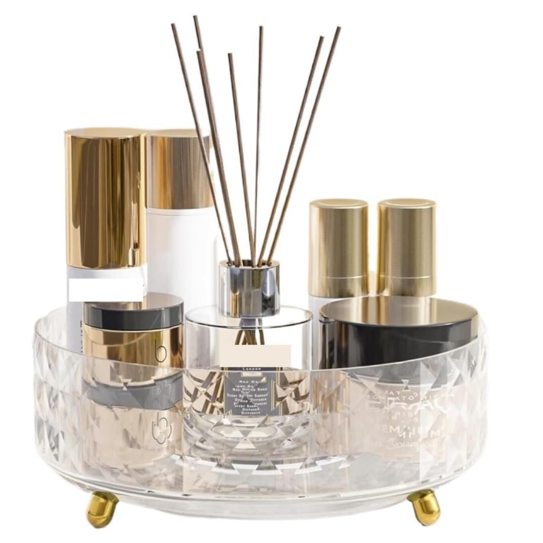 Stojak na Kosmetyki, Organizer Na Kosmetyki, Obrotowy 360° Perfumy Do Makijażu, Balsam Pielęgnacji Skóry, Schowek Blat Roboczy(Transparent)